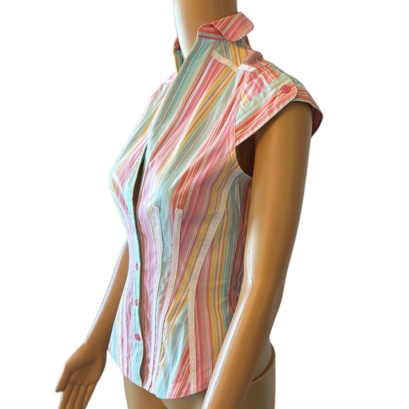 🎁 Byron Lars Pastel Stripe High Color Top Size 4 - Picture 6 of 8